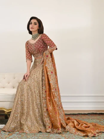 Lila Gold Lehnga Choli Bridal