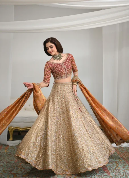 Lila Gold Lehnga Choli Bridal - Image 7