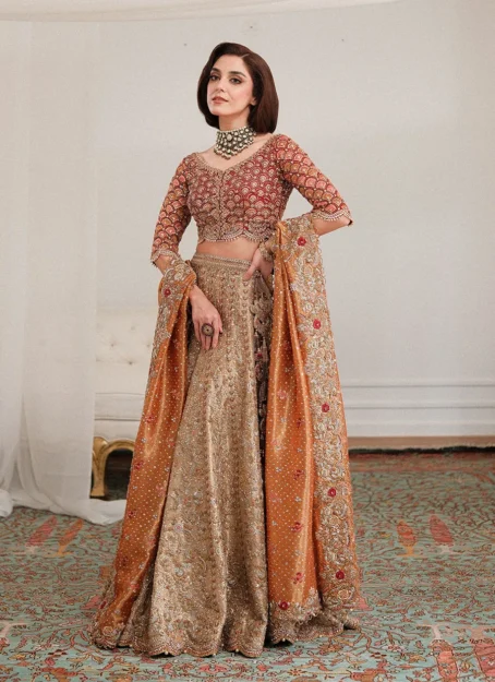 Lila Gold Lehnga Choli Bridal - Image 3