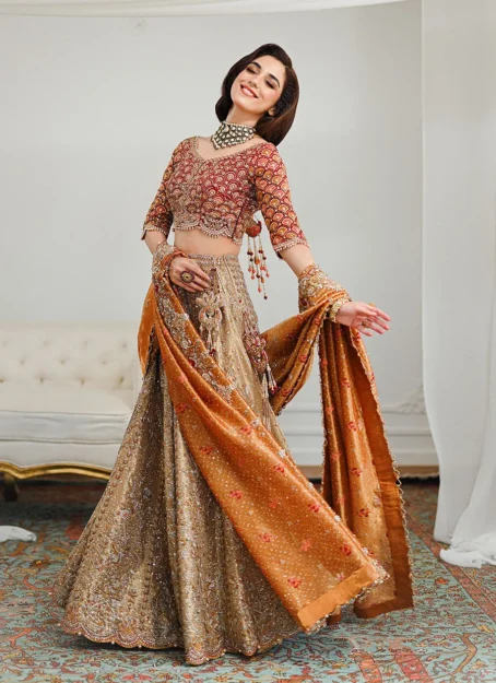Lila Gold Lehnga Choli Bridal - Image 2