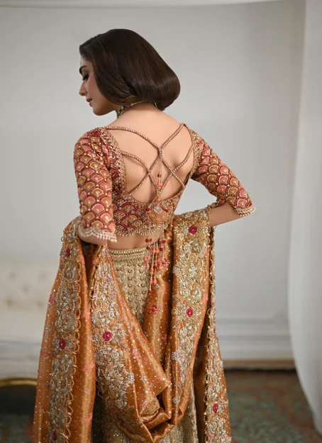 Lila Gold Lehnga Choli Bridal - Image 5